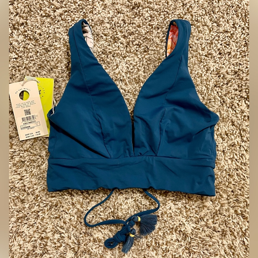 Maaji Bluejay Paradise Long Line Triangle Top - Sz Small - Picture 5 of 6
